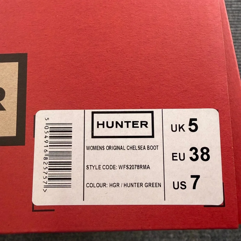 Hunter Original Chelsea Low Rain Boot Women's Size 7 Waterproof Green New In Box